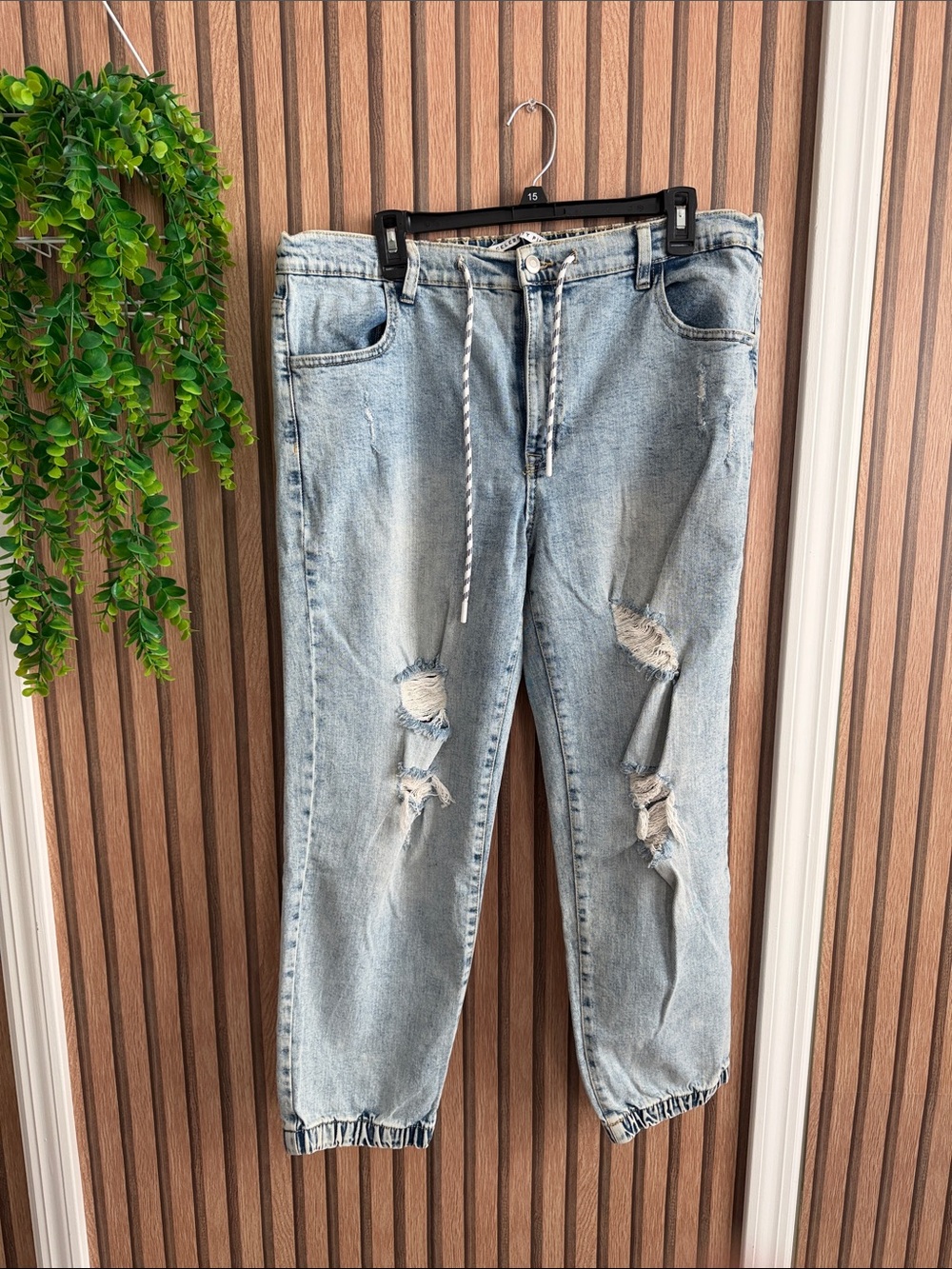 Celebrity Pink Light Blue Distressed Boyfriend Jeans